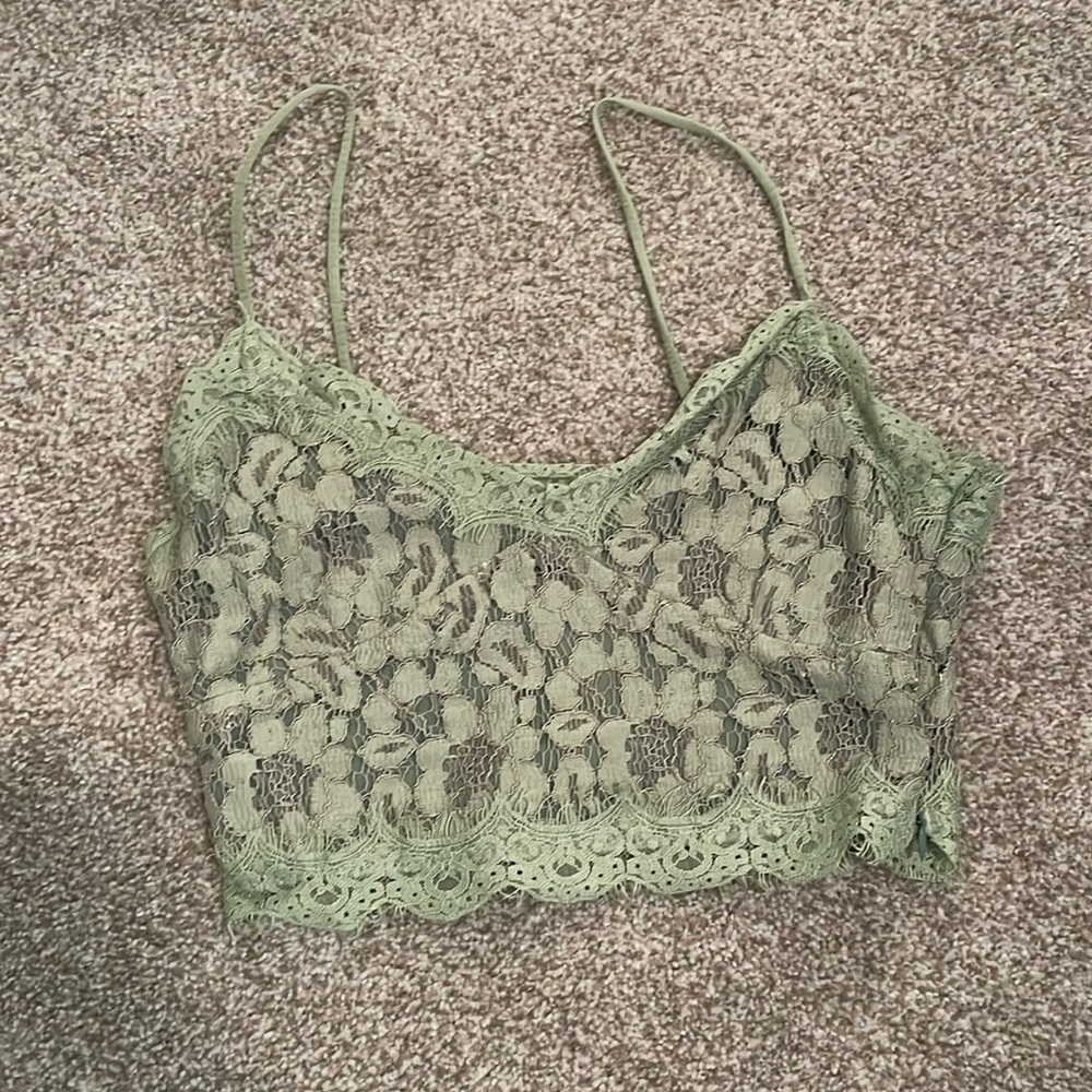 Lace green crop top